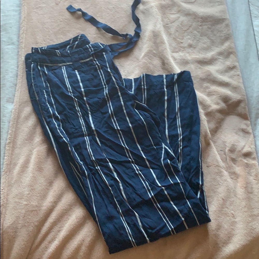 Blue and white striped pants